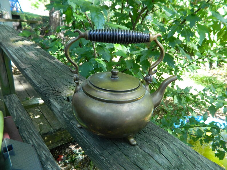 Vintage Brass 3 Footed Teapot. A Rustic Brass Teapot W/a Etsy