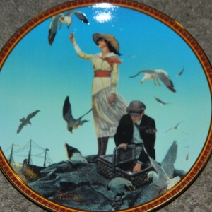 The Bradford Exchange, (Sentimental Shores Plate) #6 Issue, Treasured Memories. Limited Edition Rockwell Classic w/ Certificate & Box