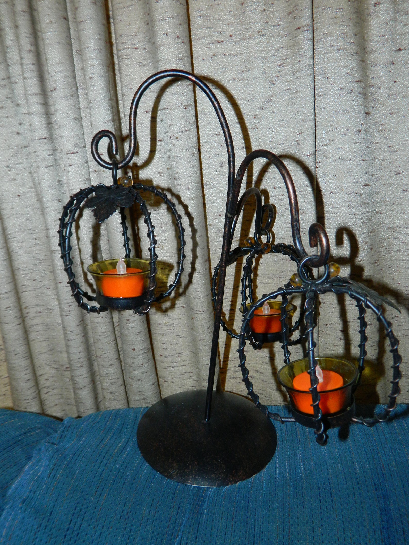 Vintage 3 Hanging Pumpkin Shaped Candle Holders. A Black Metal Etsy UK