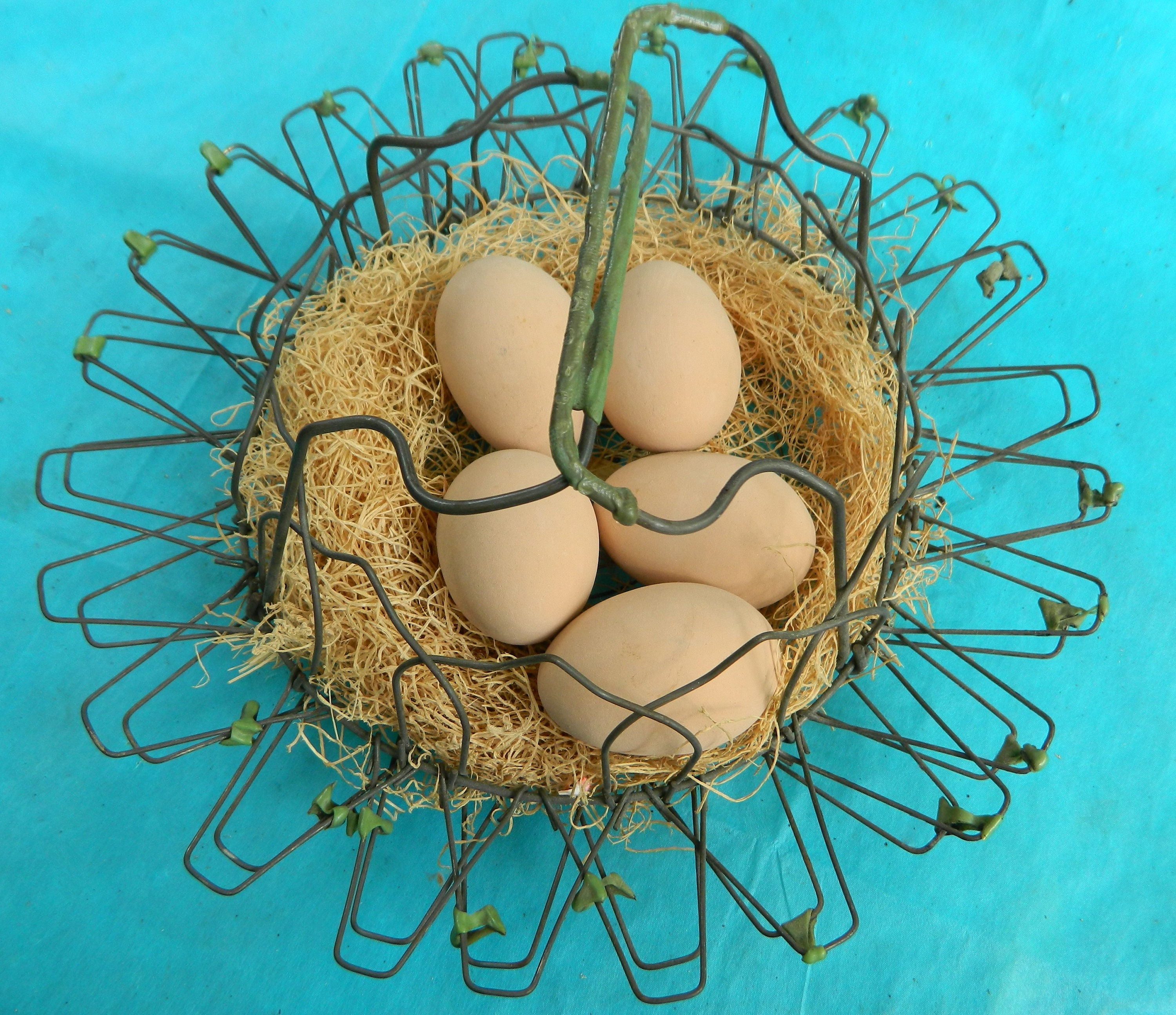 Vintage Wire Chicken Shaped Egg Basket