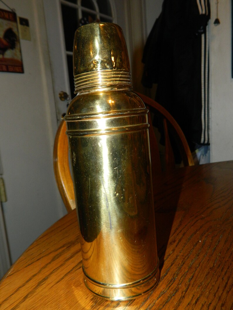 Antique Brass Thermos Bottle Missing Vacuum Brass American Etsy
