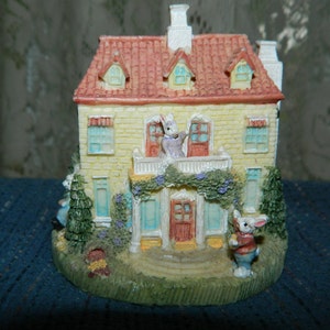 Vintage Jellybean Bunny Decorated Mansion. A Collectible Bunny Rabbit House. An Exclusive Creation by An International Resourcing Services