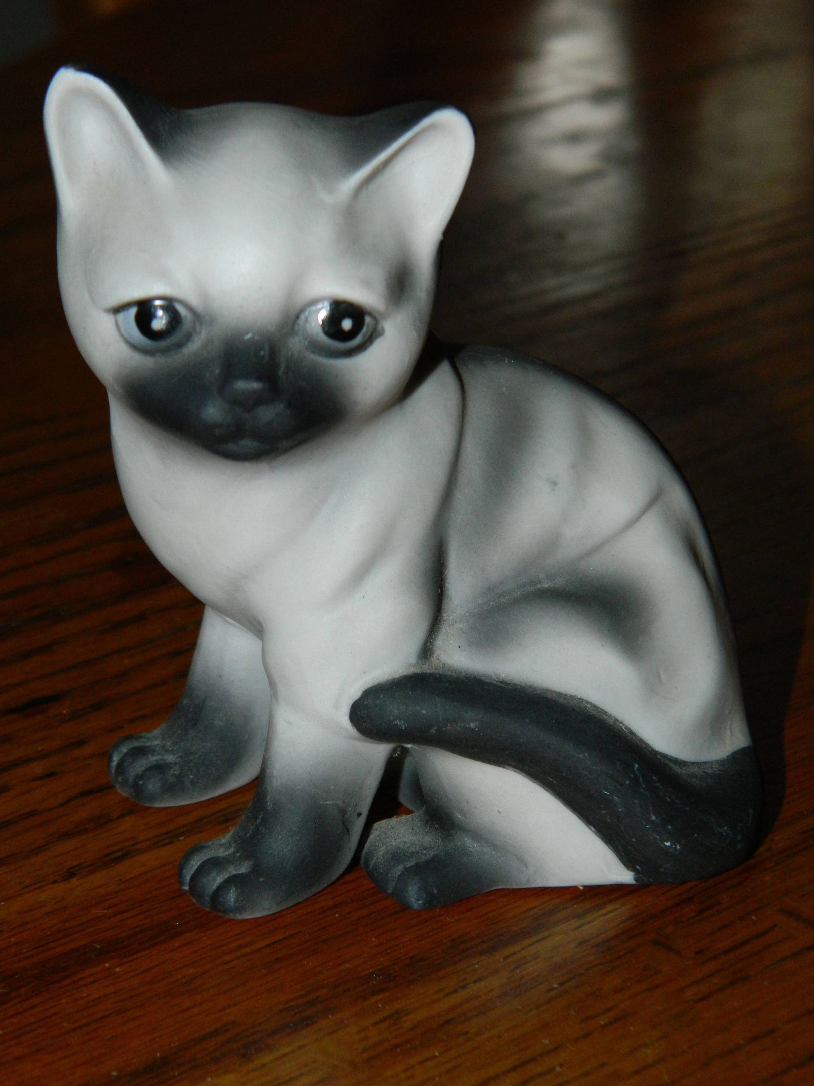 A Vintage Small Cat Figurine A Beige & Black CatCute Etsy