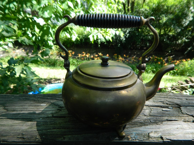 Vintage Brass 3 Footed Teapot. A Rustic Brass Teapot W/a Etsy