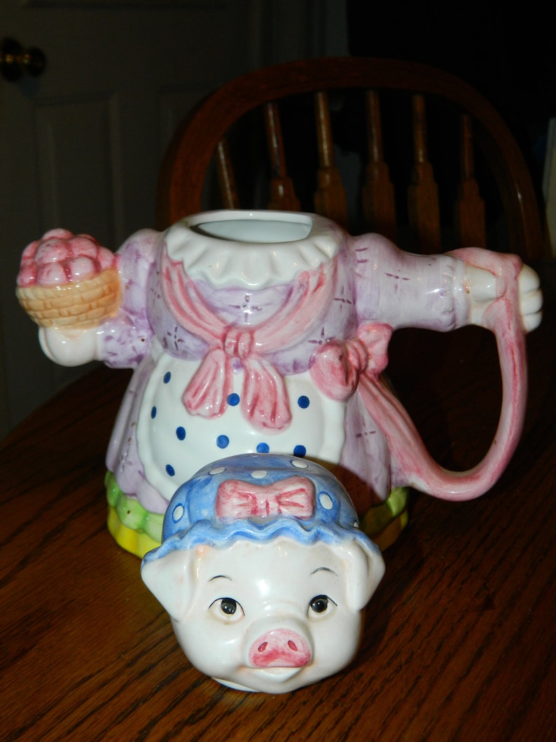 Vintage Glossy Pig Teapot W/ Lid A Uniquely Pig Shaped Etsy