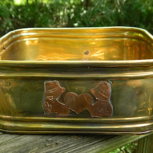 Vintage Square Brass Serving Tray w/Handles. A Centerpiece to Display Pine Cones & Nuts For a Rustic Fall Look or Ornaments For the Holidays