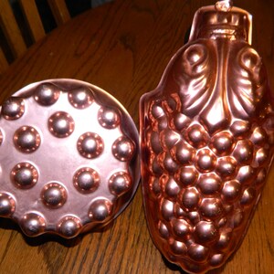 Anodized~Copper Clad Aluminum~Jello Kitchen Molds~Grapes& a Round Design Wall Decor~Jello Dessert Mold~Hang in a Group or By Itself