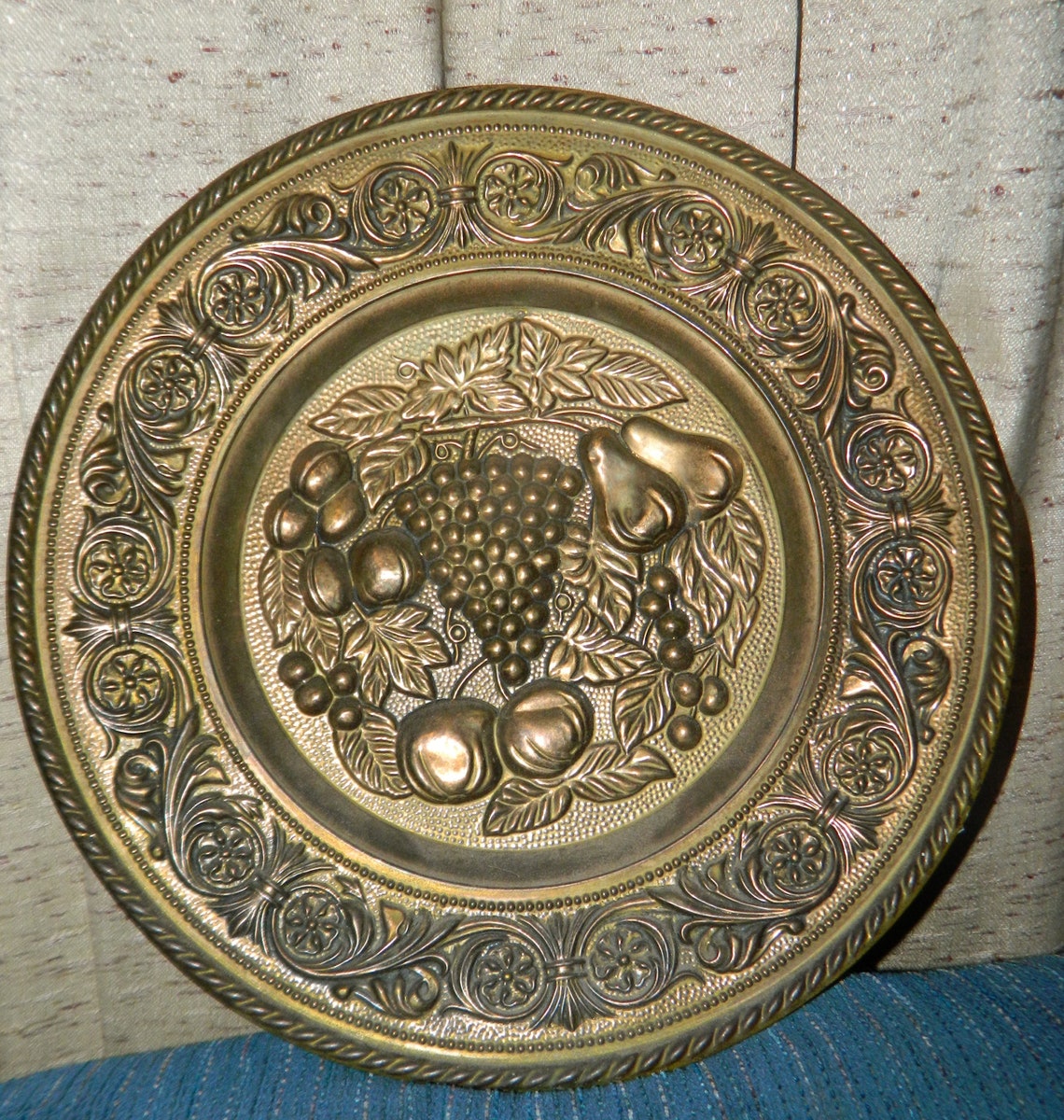Vintage Hammered Brass Wall Plate W/a Assorted Fruit Design. A Etsy