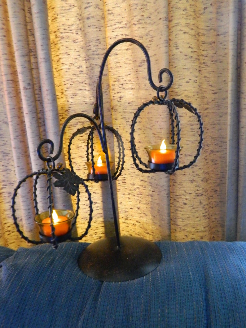 Vintage 3 Hanging Pumpkin Shaped Candle Holders. A Black Metal Etsy