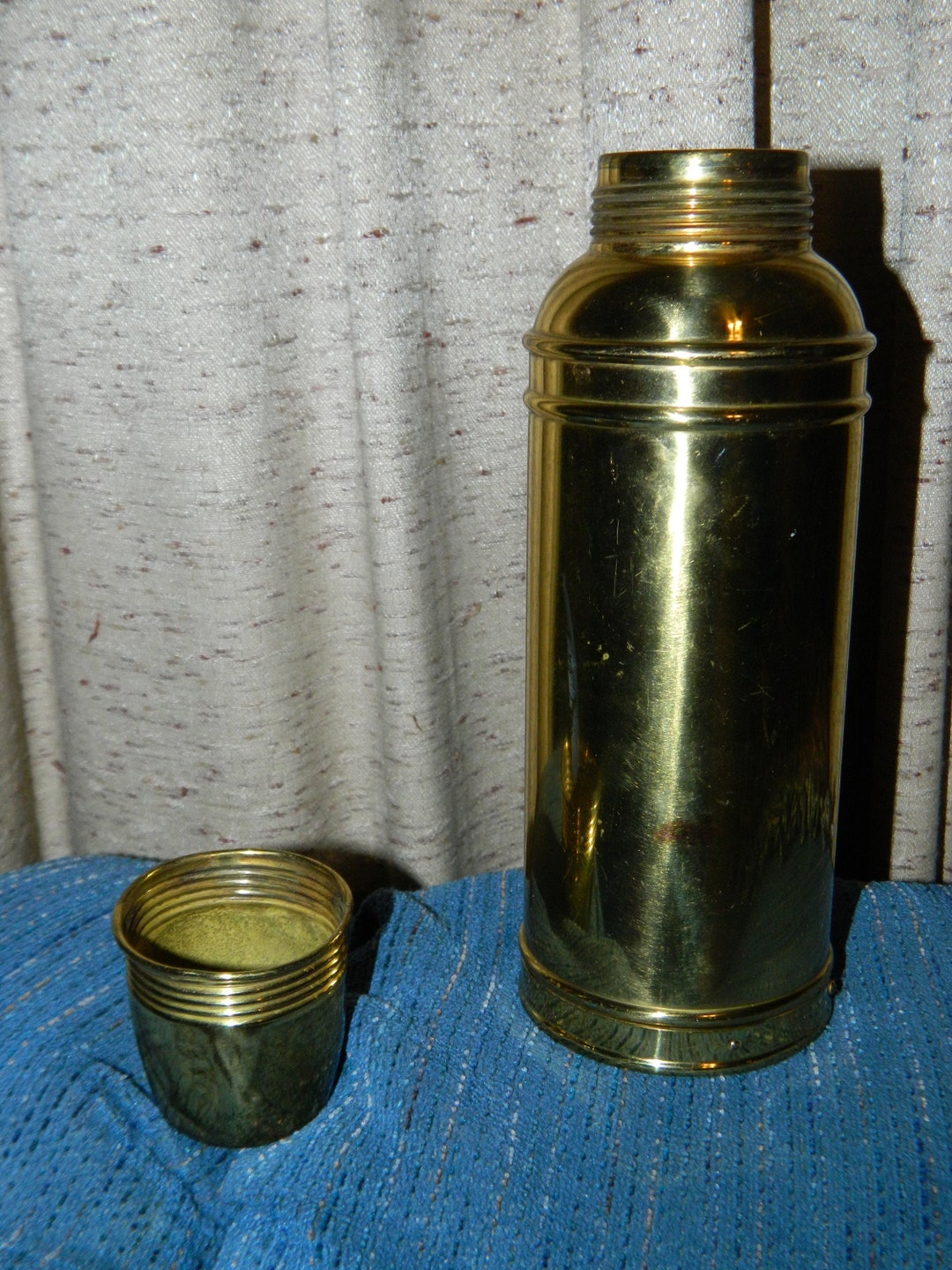 Antique Brass Thermos Bottle Missing Vacuum, Brass American Thermos