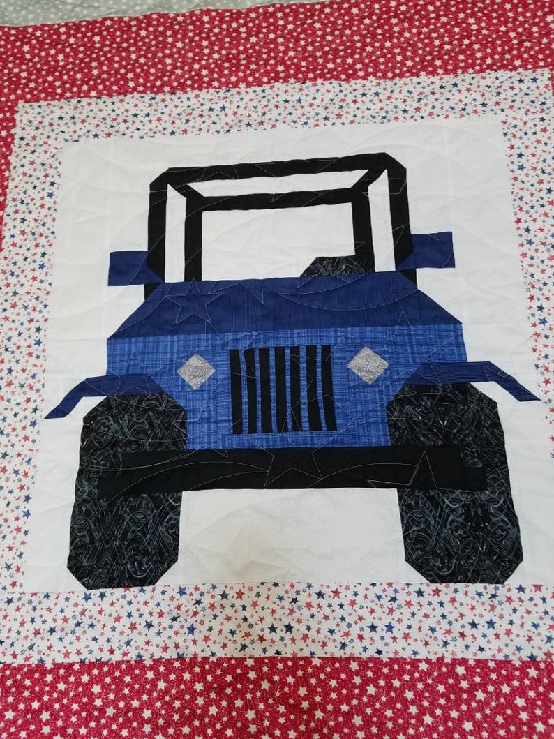 Blue Jeep Quilt Blanket Throw Etsy