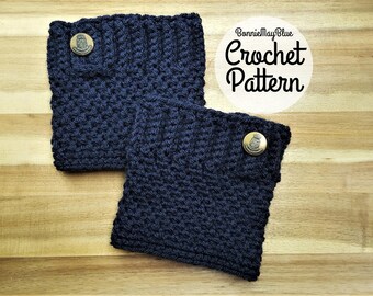 Boot Cuff Pattern, Boot Toppers Pattern, Crochet Cozy PDF PATTERN, Button Boot Socks, Cuff Liners S/M, L, XL Womens Accessories Button Socks