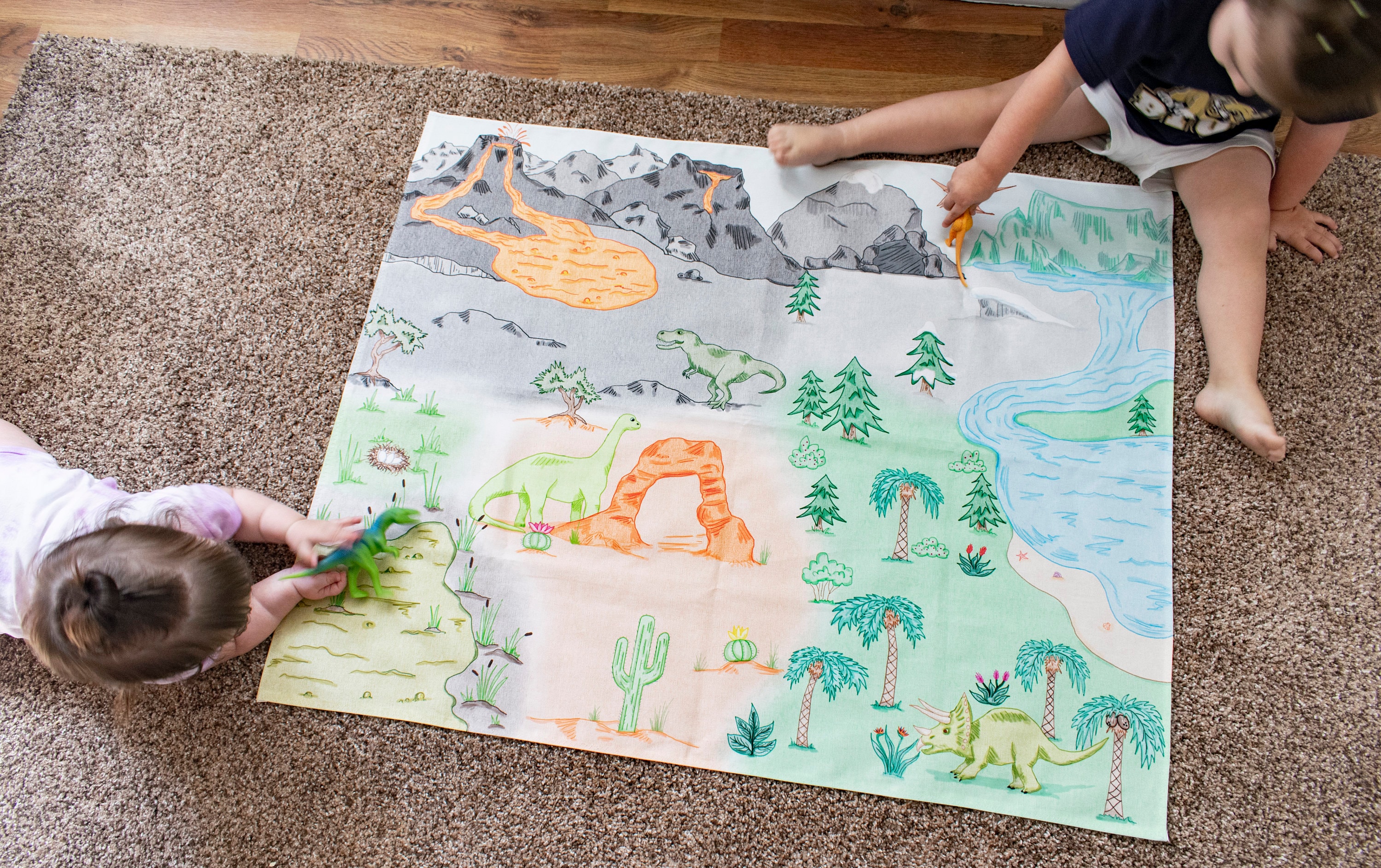 Dinosaur Play Mat DinoTown Kids Toy Floor Mat Unique Kids Etsy