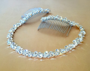 Rhinestone Bridal Headpiece, Crystal Hair Tiara, Bridal Headband, Wedding Headband, Wedding Hair Tiara, Prom Headband