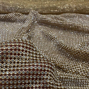 Gold Rhinestone Sheet, Gold Crystal Fabric, Gold Rhinestone Fabric 
