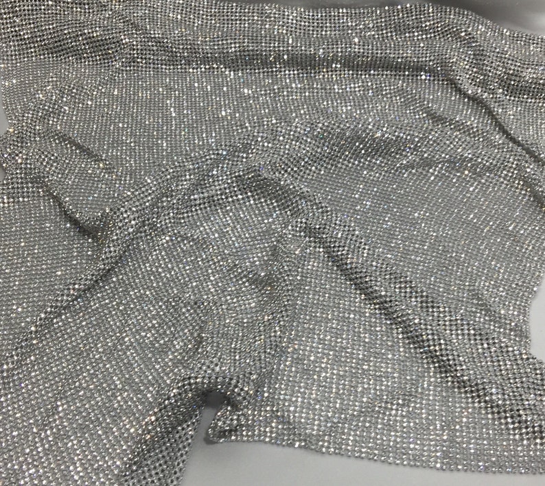 Silver Rhinestone Sheet Crystal Fabric Rhinestone Fabric Etsy