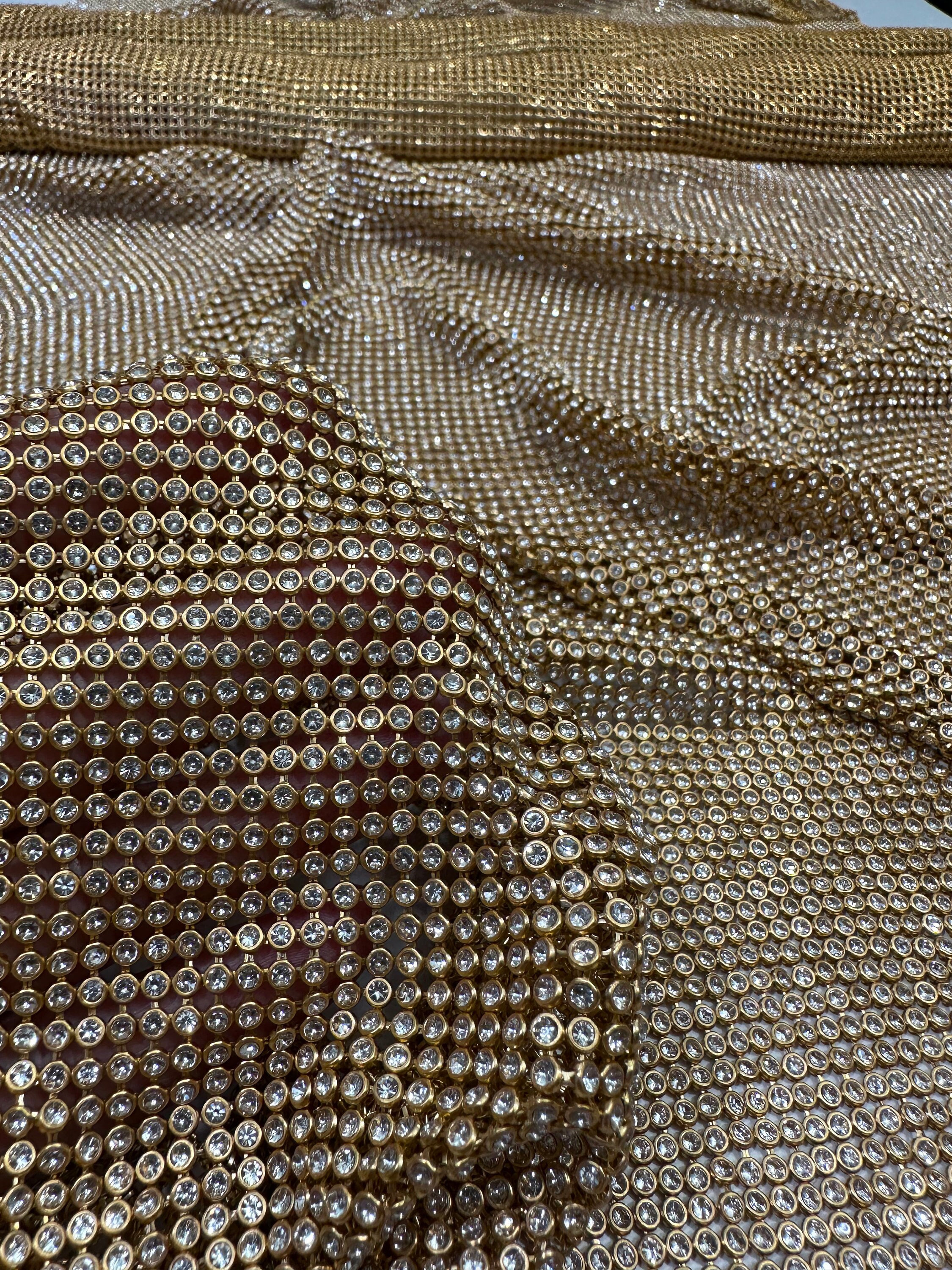 Gold Rhinestone Sheet, Gold Crystal Fabric, Gold Rhinestone Fabric