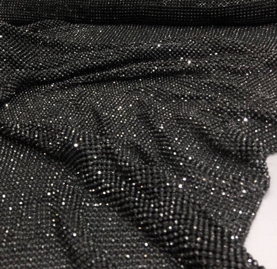 Black Rhinestone Sheet | 1/2 Black Rhinestone Fabric