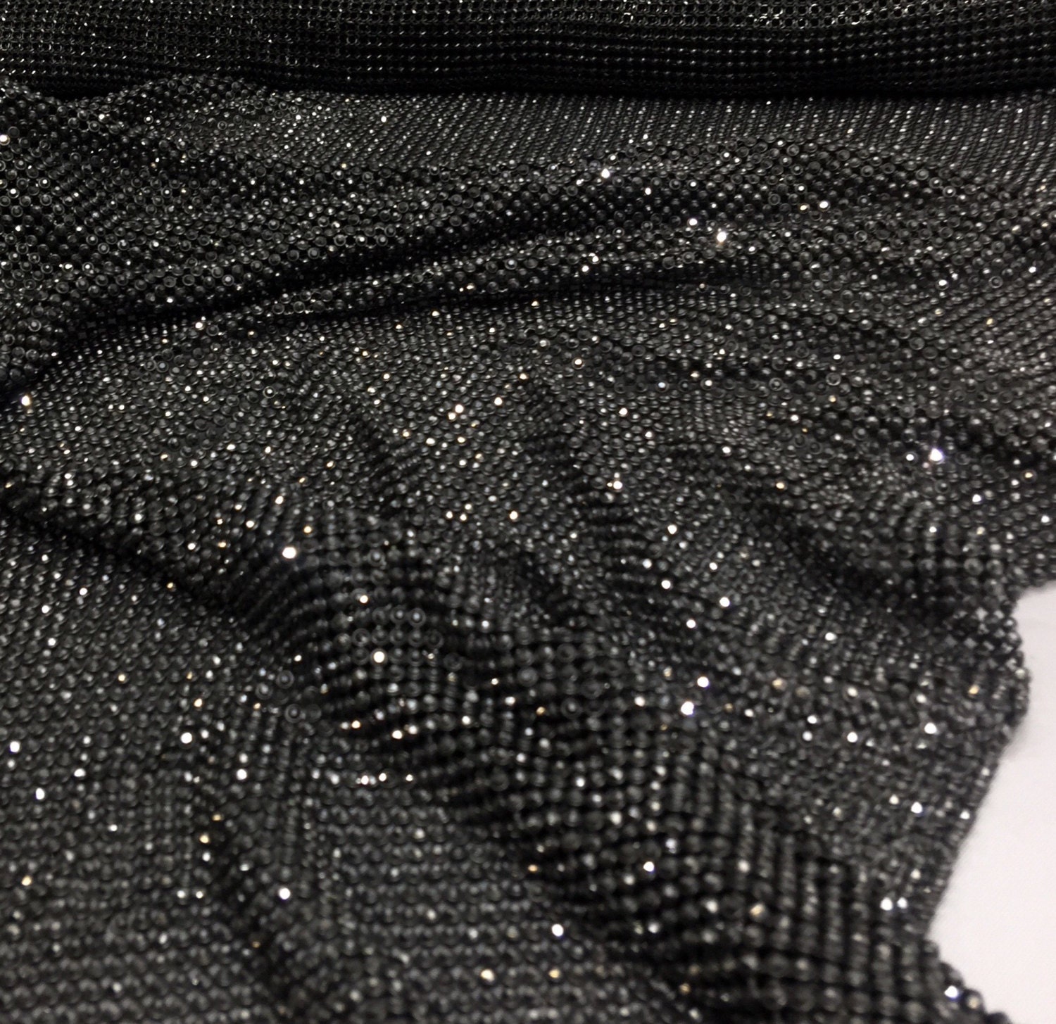 Black Rhinestone Sheet, Black Crystal Fabric, Black Rhinestone