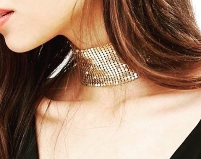 Gold Chain Metal Mesh Choker