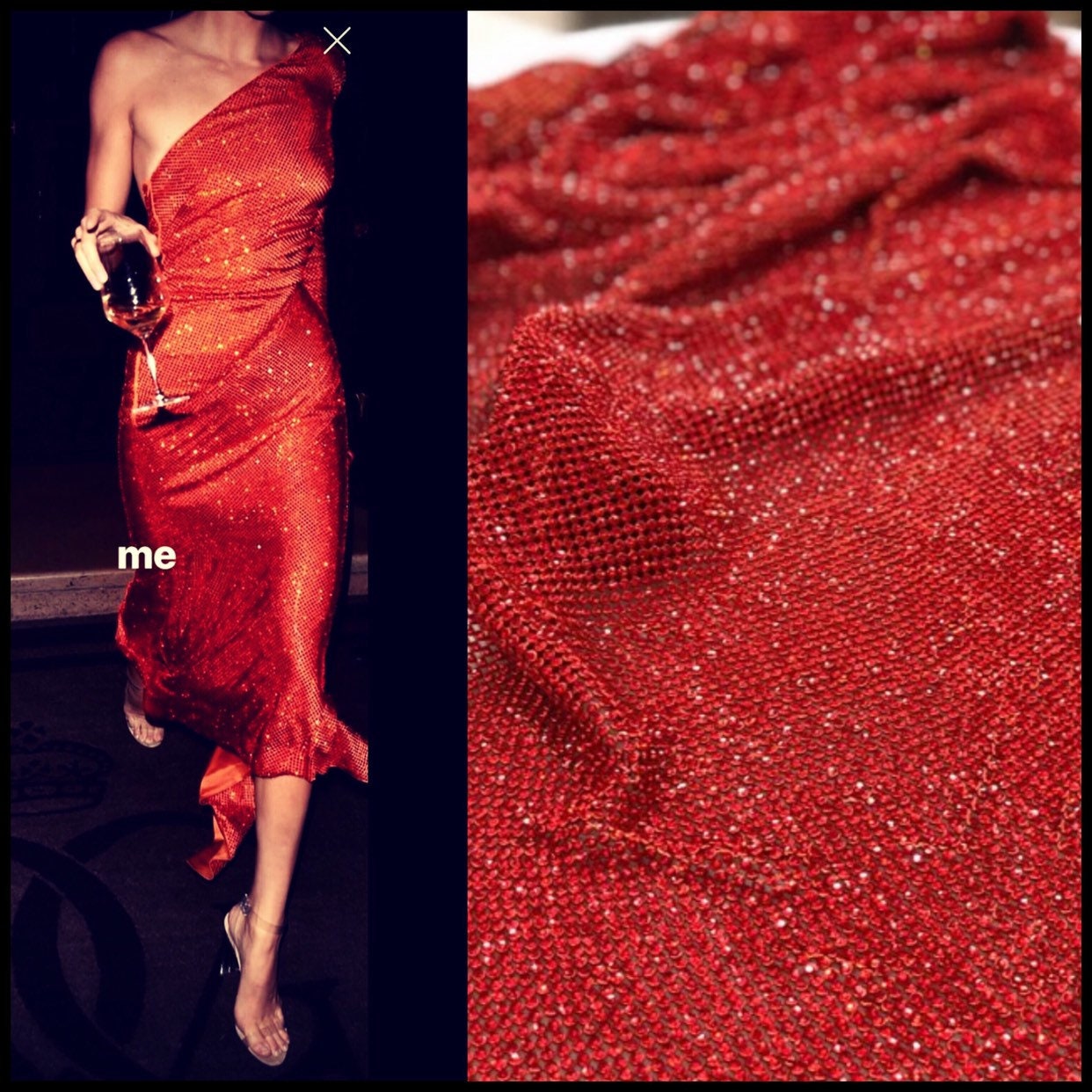 Iron-on Red Rhinestone Sheet Burgundy Crystal Fabric Dark Red Rhinestone Fabric