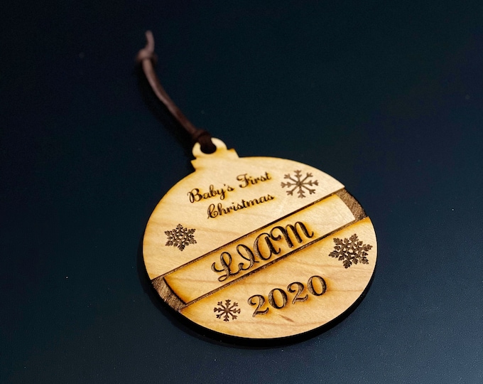 Baby's First Christmas Ornament - Personalized - Laser engraved