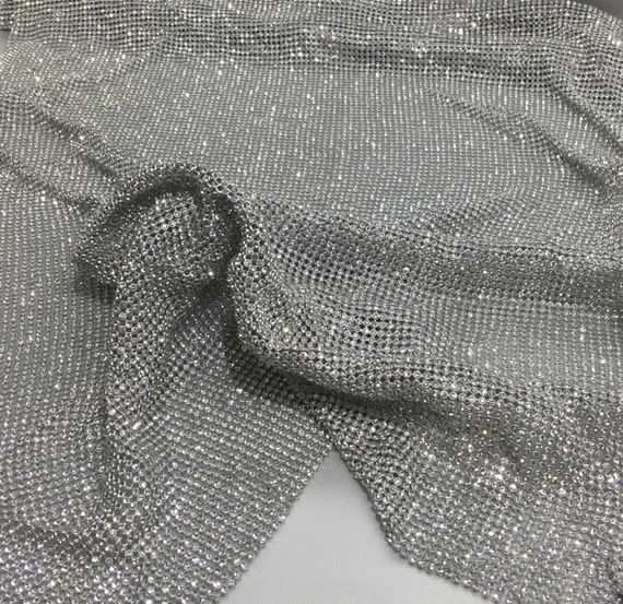Black Rhinestone Sheet, Black Crystal Fabric, Black Rhinestone Fabric 