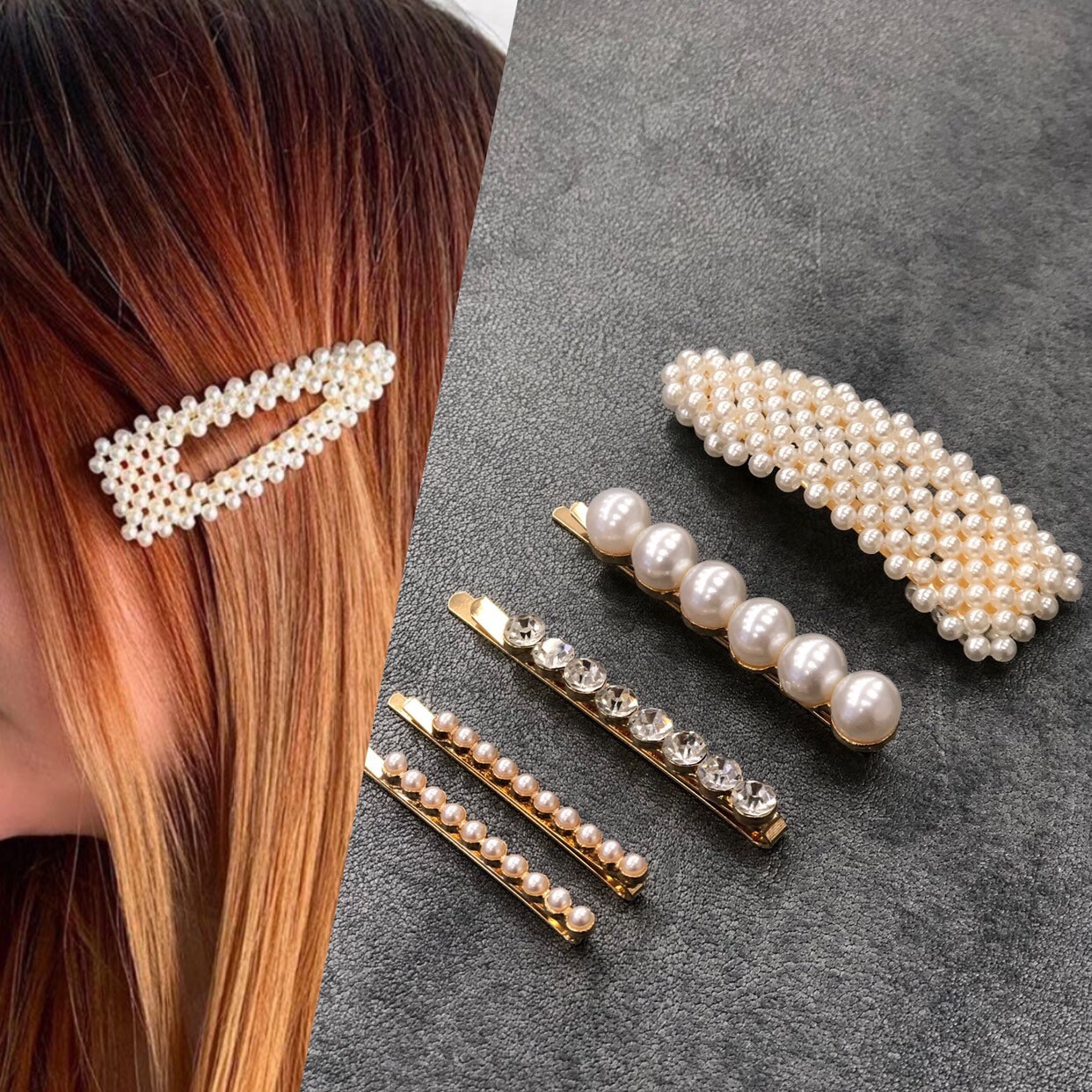 Pearl Hair Clip Pearl Beaded Hair Clip Set 5 pc Hair Etsy