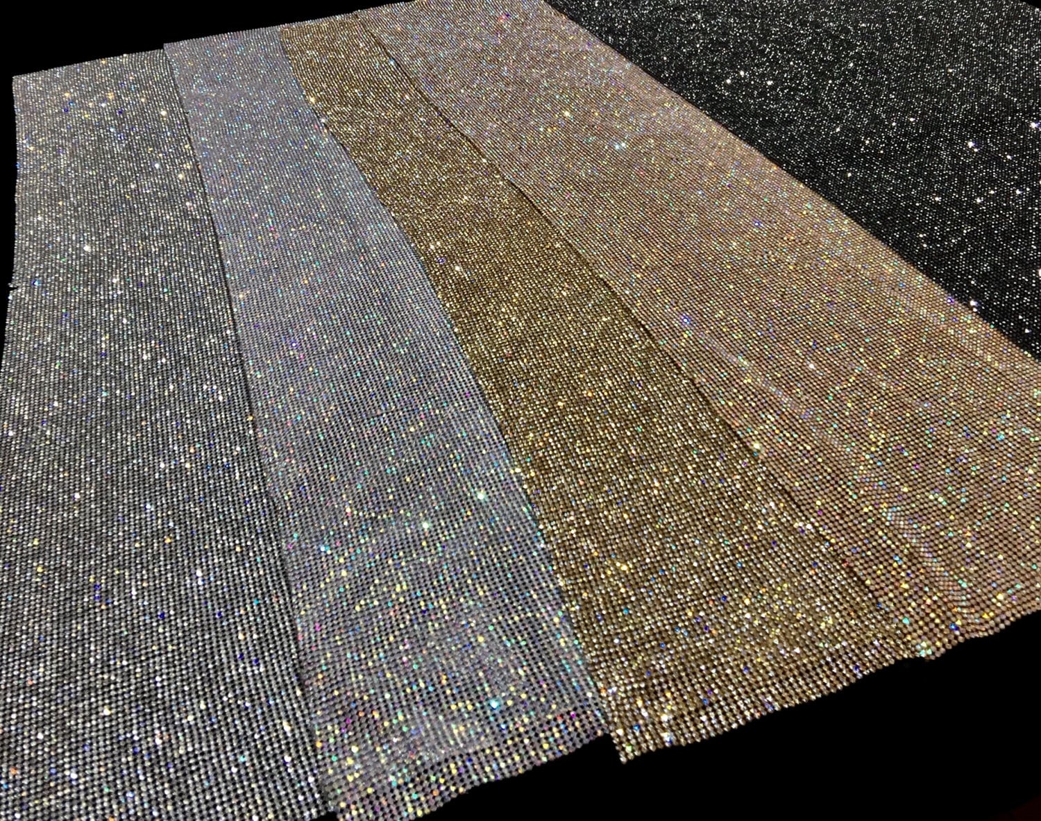 1/2 Black Rhinestone Sheet, 1/2 Rhinestone Sheet, Black Crystal Fabric