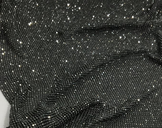 1/2 Black Rhinestone Sheet, 1/2 Rhinestone Sheet, Black Crystal Fabric, Black Rhinestone Fabric
