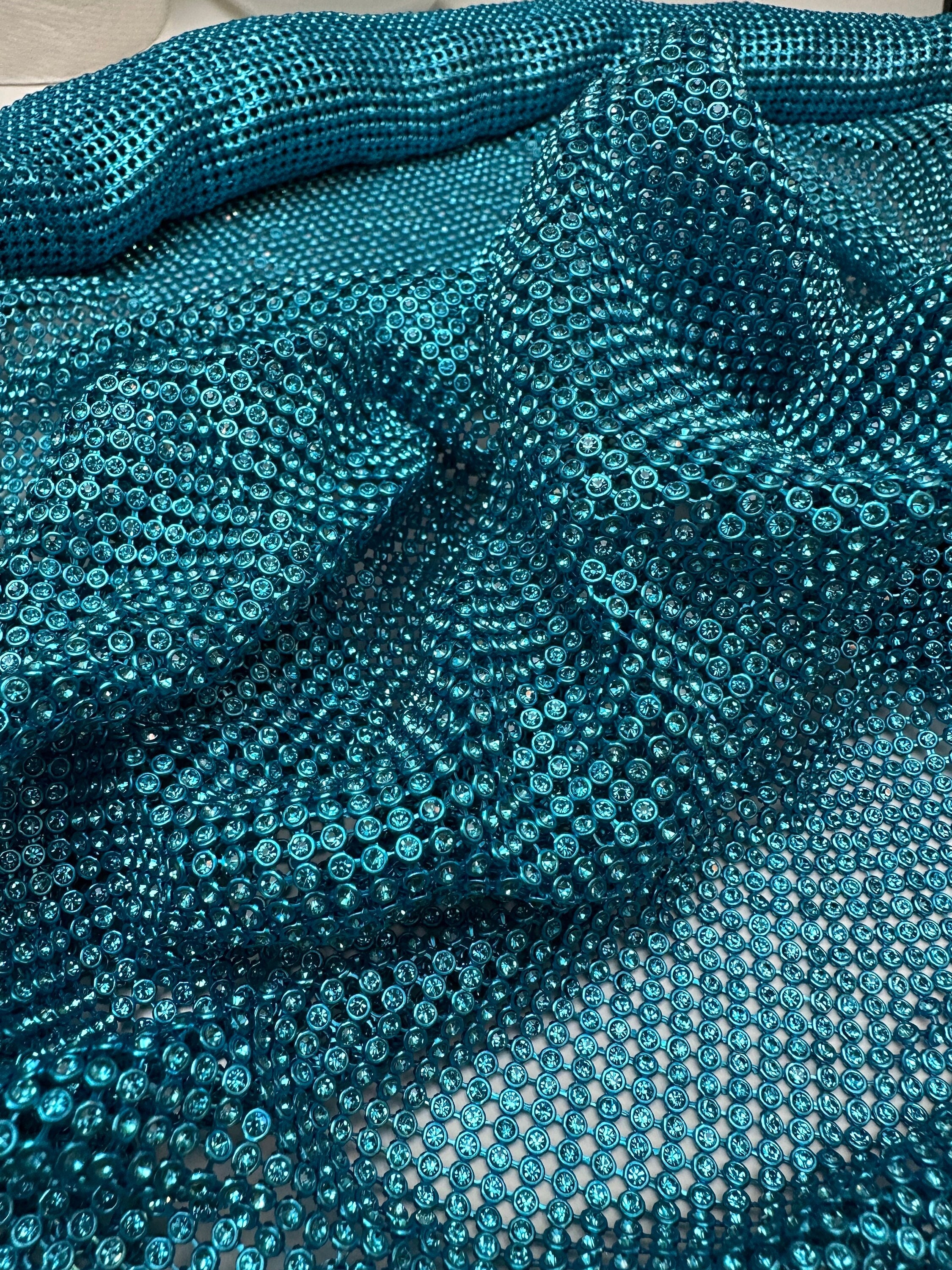 Blue Aquamarine Rhinestone Sheet with Blue Aquamarine Crystal, Blue  Aquamarine Rhinestone Fabric