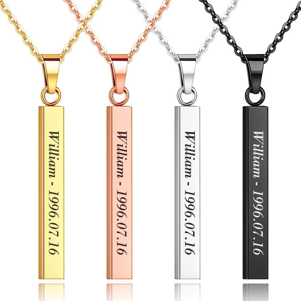 Personalized Vertical Bar Necklace – Be Monogrammed