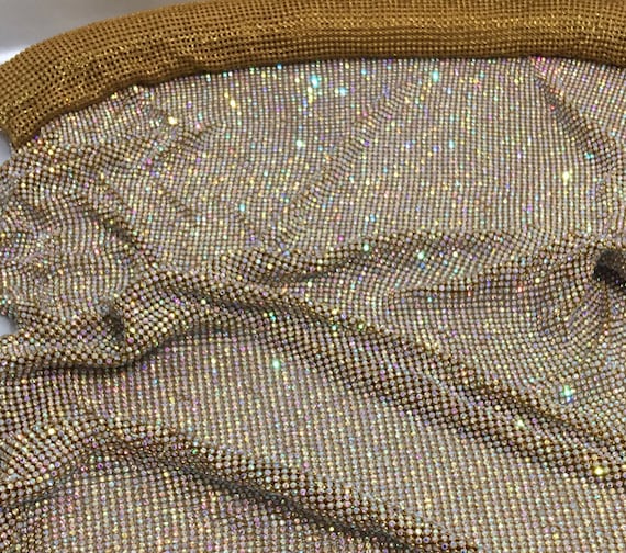 Gold Rhinestone Sheet with AB Crystal, Gold Rhinestone Fabric with AB  Crystal