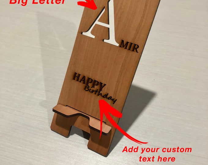 Personalized Wooden Cell Phone Stand and Charging Station