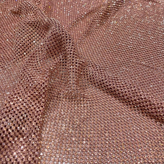 Iron-on Rose Gold Rhinestone Sheet, Rose Gold Crystal Fabric