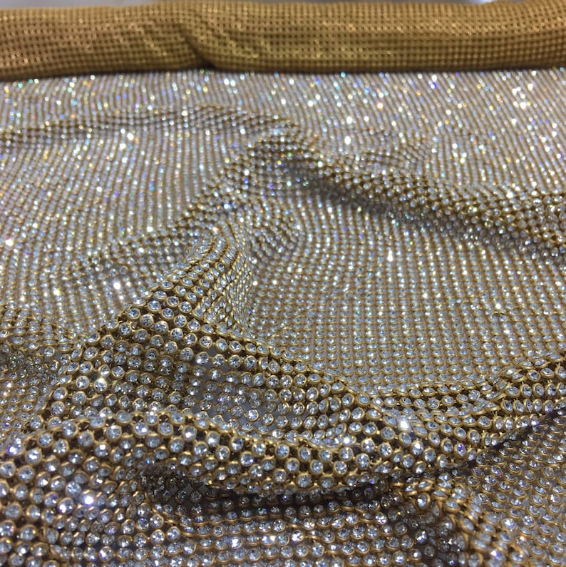 Gold Rhinestone Sheet Gold Crystal Fabric Gold Rhinestone Etsy