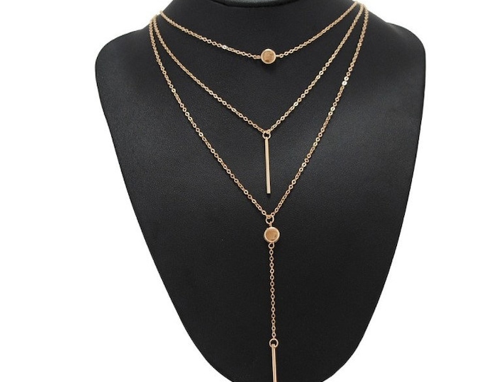 Three Layers Gold and Silver Necklace