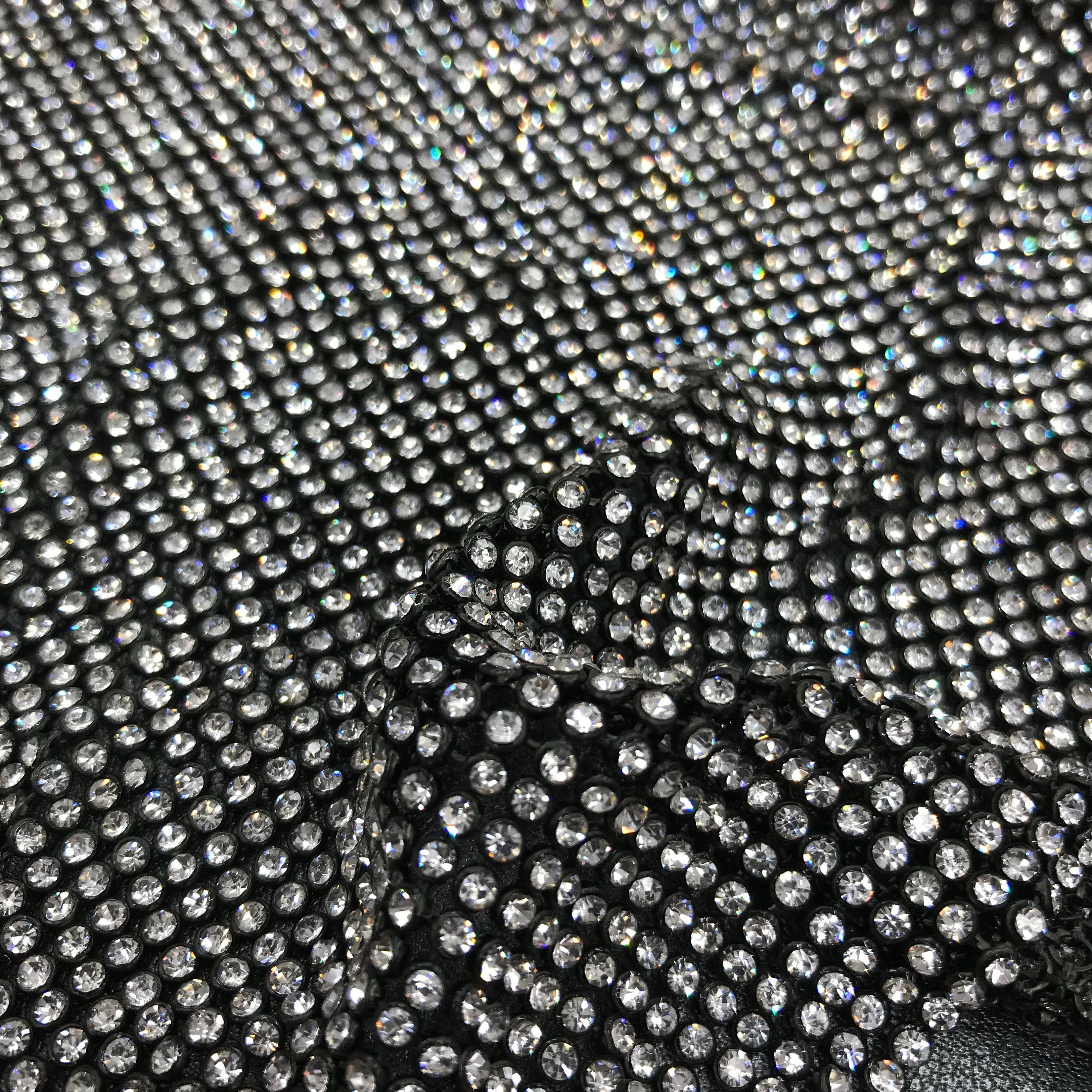 Black Rhinestone Sheet with Clear Crystal