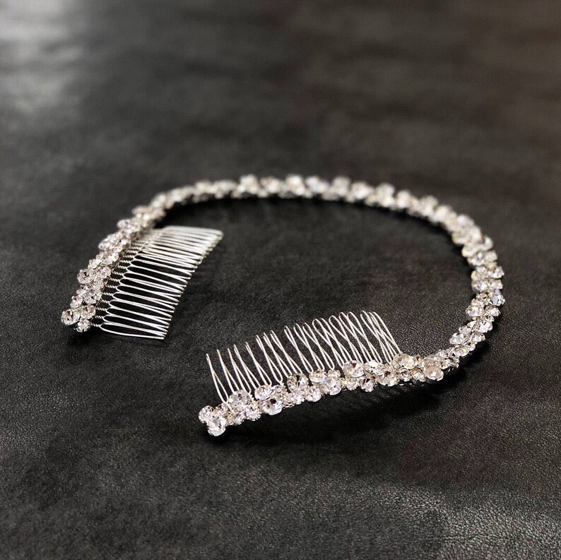 Crystal Hair Tiara Bridal Headband Silver Rhinestone Bridal Headpiece