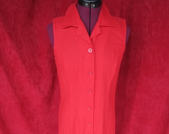 Vintage White Stag Red Dress Sleeveless Size M see measurements