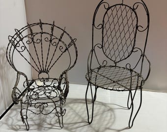 Vintage Wire Crafted Doll Chair or Decor Choice Listing Round or Oval Back