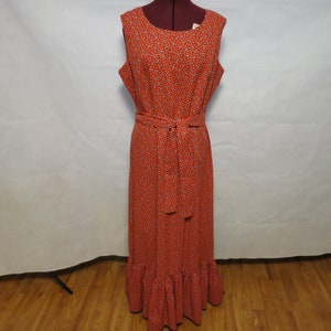 Prairie Dress Sundress Floral Calico Print red white and blue size L to XL see measurements