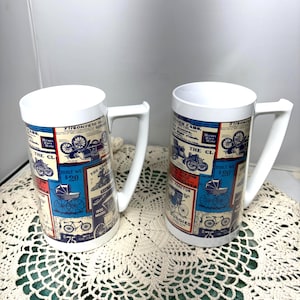 Vintage Thermo Serv Cup Mug Advertising Set of 2 Each Hold 16 Fluid Ounces