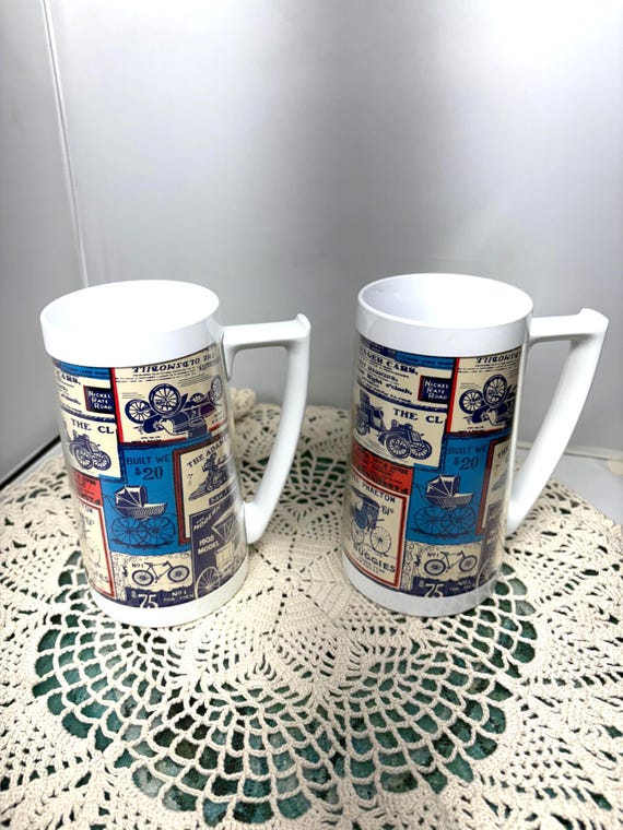 Vintage Thermo Serv Cup Mug Advertising Set of 2 Each Hold 16 Fluid Ounces