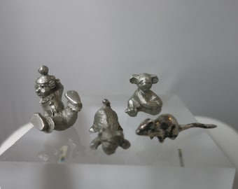 Miniature Pewter Figurine Choice Clown Dog or Koala Bear