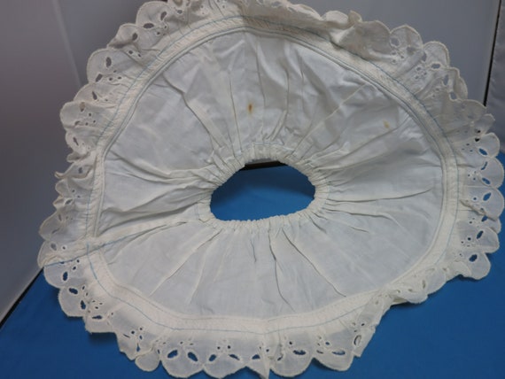 Antique Baby Skirt Slip White cotton blue embroid… - image 4