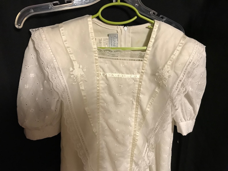 Gunne Sax Dress Girls size 8 white first communion flower girl summer fun dress vintage 1970s
