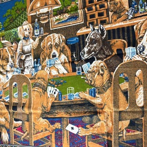 Dogs Playing Poker Tapestry Mid Century 1960s 56 Inches X 38