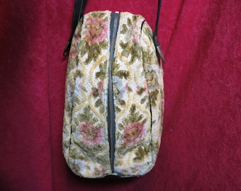 Bolso de hombro vintage de terciopelo y piel