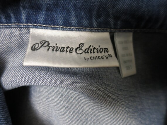 Vintage Chicos Denim Jean Shirt Jacket Size 1 Men… - image 8